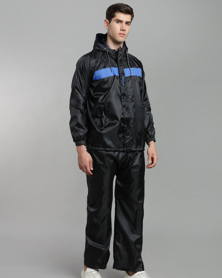 NASA Black with Blue - Rain Jacket with Pant