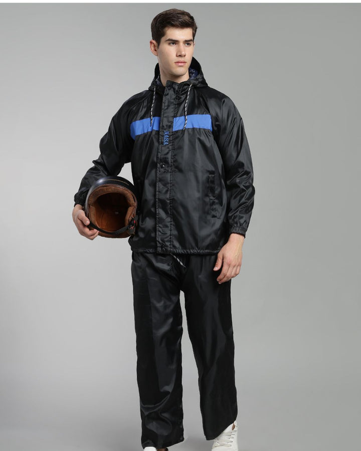 NASA Black with Blue - Rain Jacket with Pant