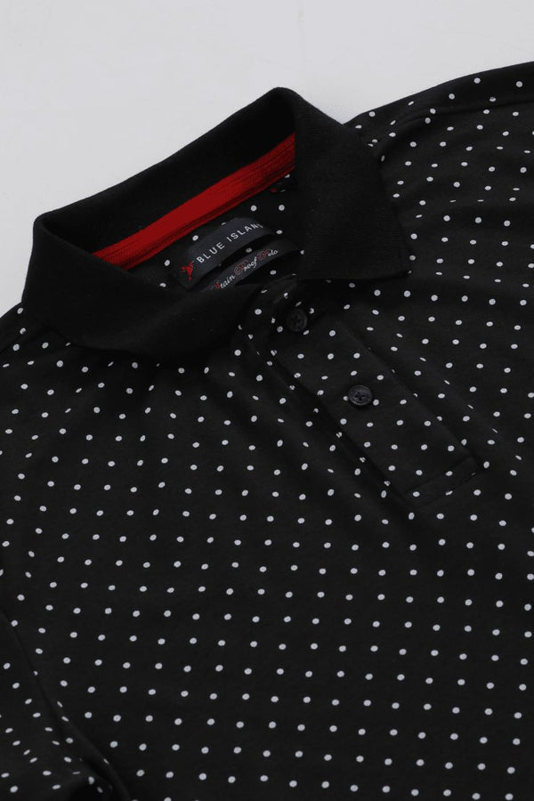 Black Dotted TShirt - Stain Proof