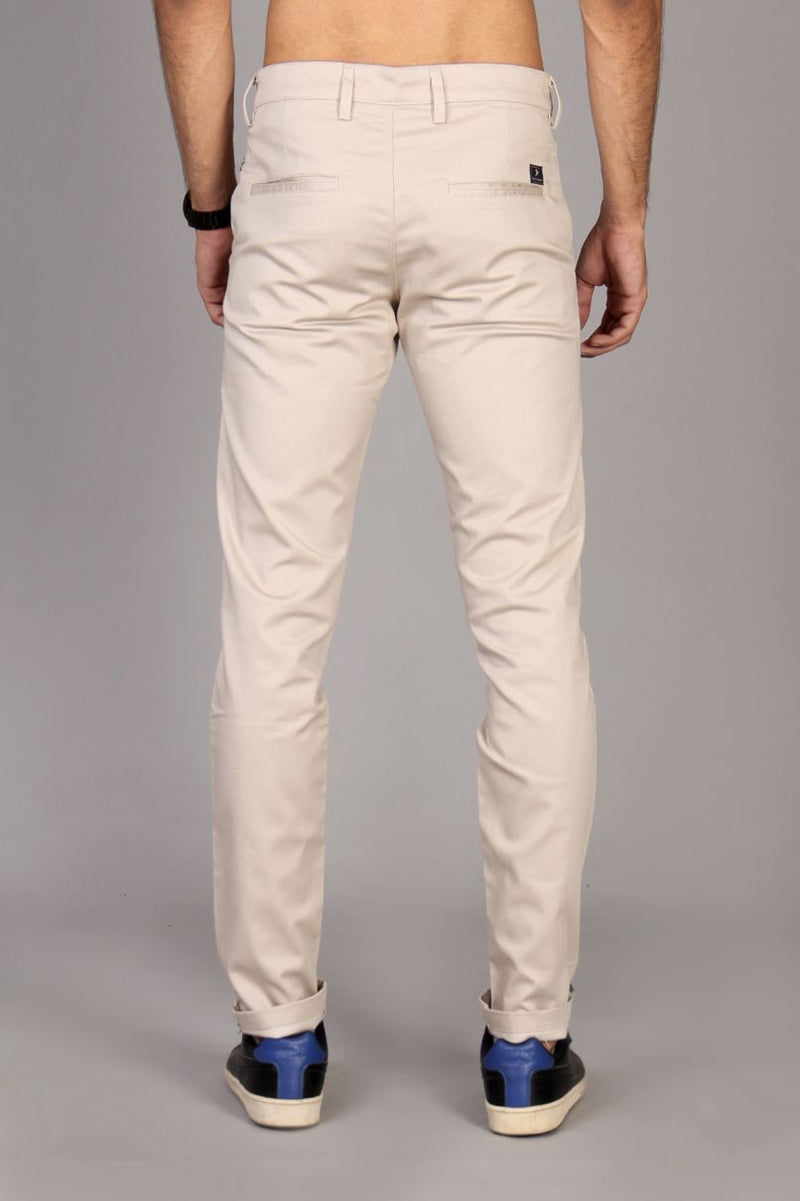 Cream Printed - 2 way stretch - COTTON PANT