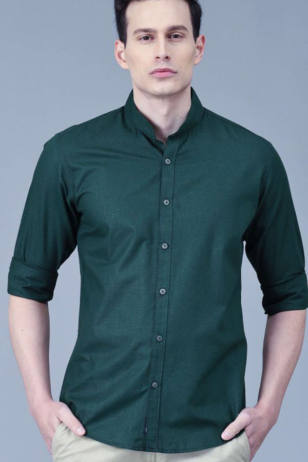 Dark Green-Chinese Collar-Full-Stain Proof