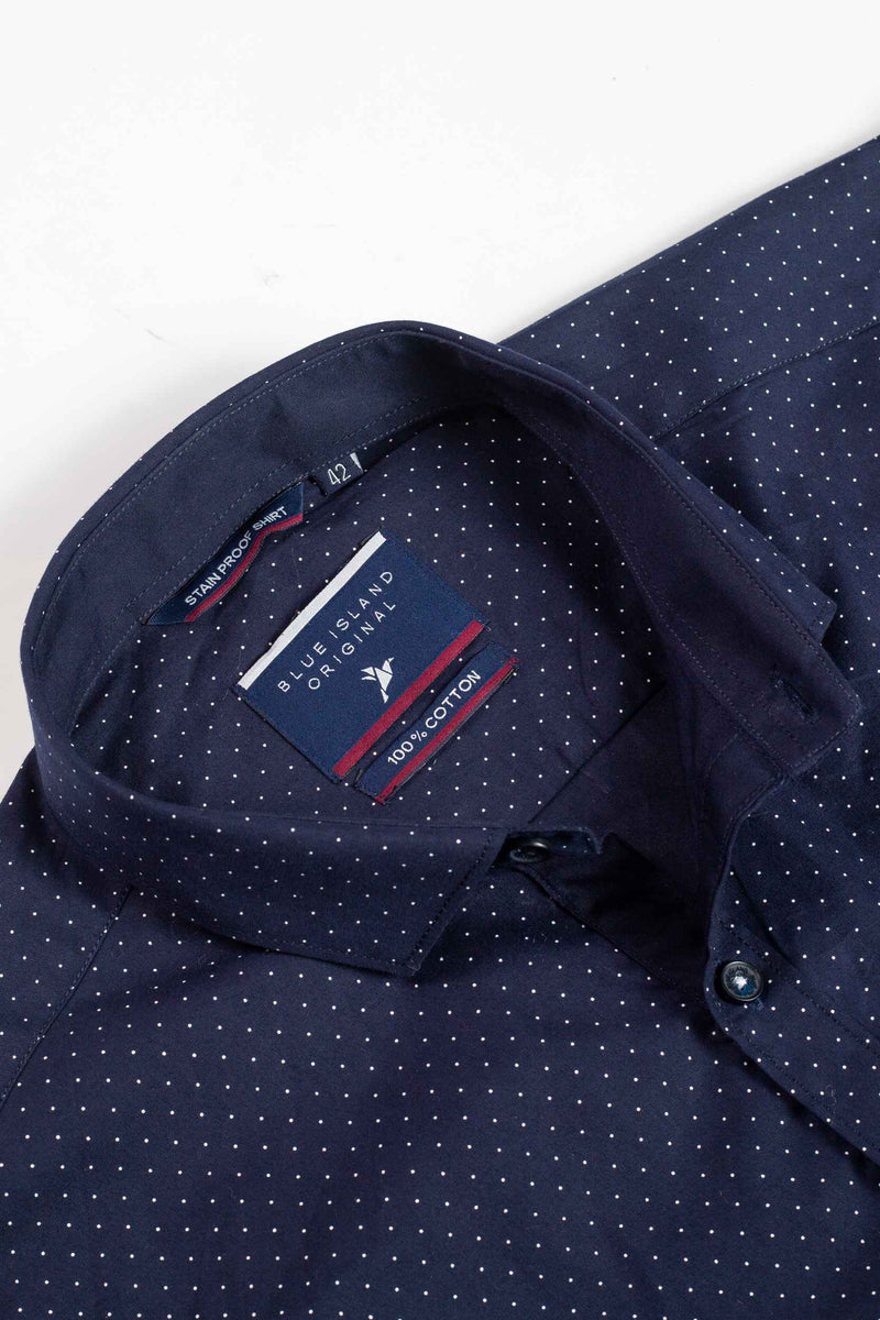 Navy Dotted Print-Full-Stain Proof