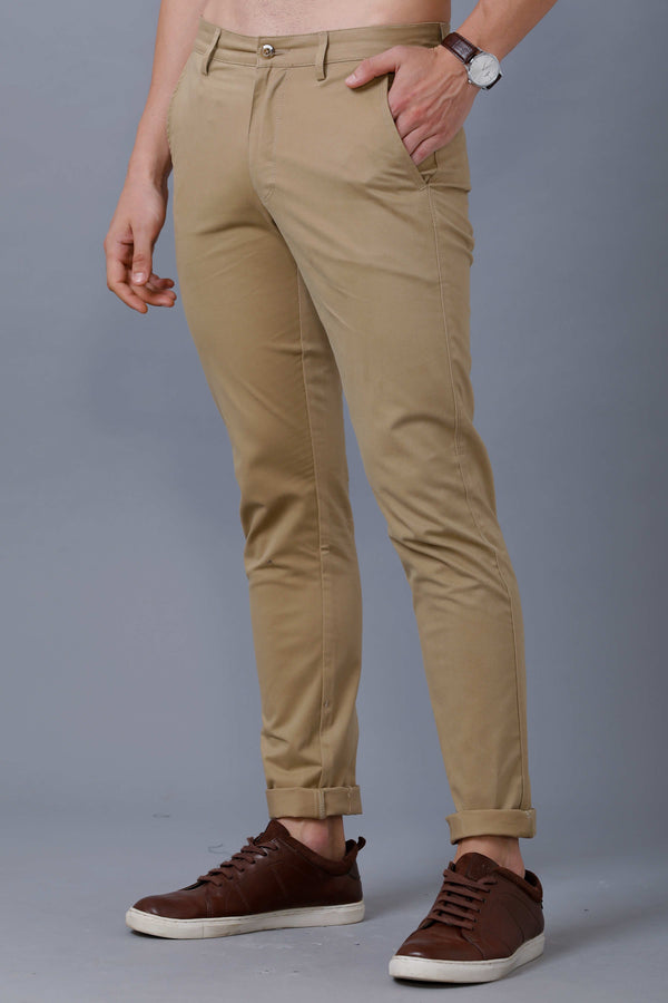 Buy Men Cream Slim Fit Solid Flat Front Casual Trousers Online - 695332 |  Louis Philippe