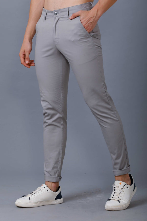 Men Grey Slim Fit Textured Flat Front Casual Trousers | Louis Philippe |  Industrial Area | Chandigarh