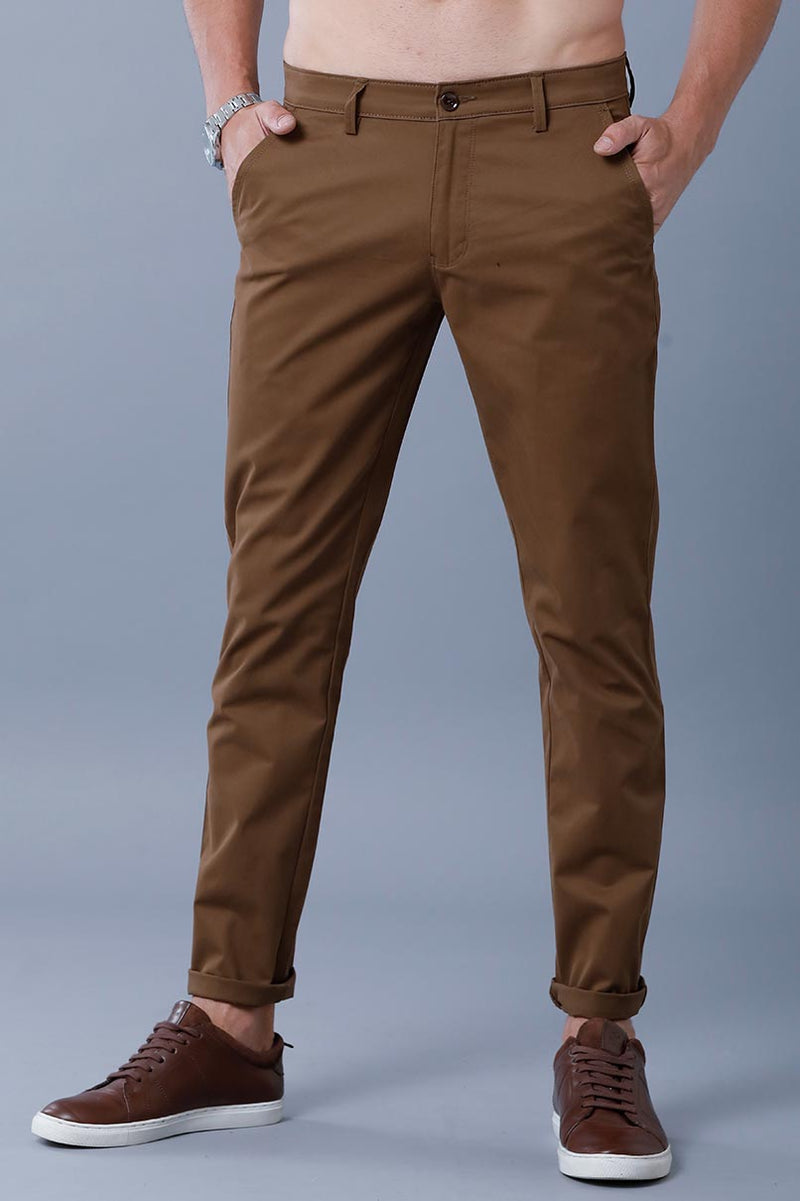 BROWN - 2 way stretch - COTTON PANT