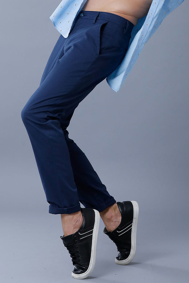 NAVY BLUE - 2 way stretch - COTTON PANT