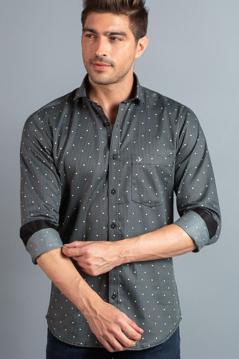 Green on Black Dotted Print-Full-Stain Proof