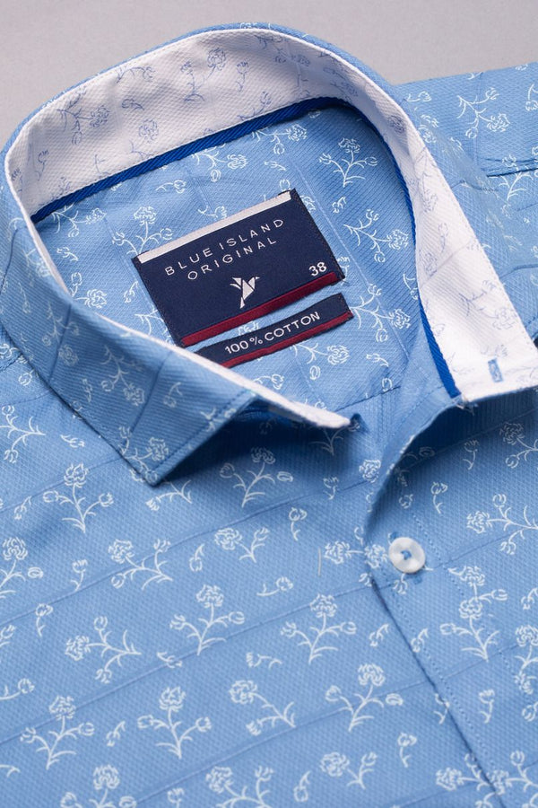 Blue Flower Print-Full-Stain Proof