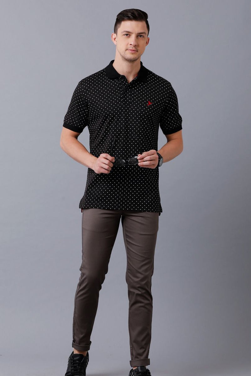 Black Dotted TShirt - Stain Proof