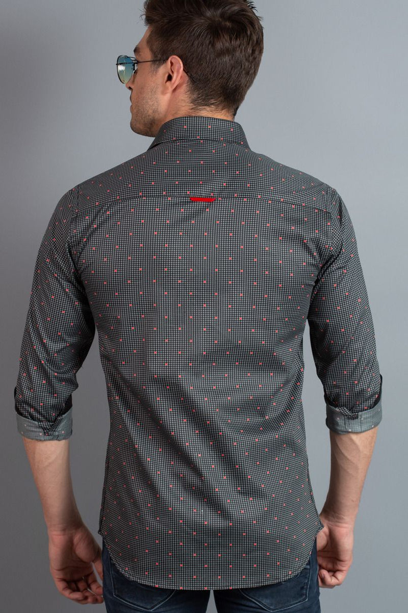 Red on Black Dotted Print-Full-Stain Proof
