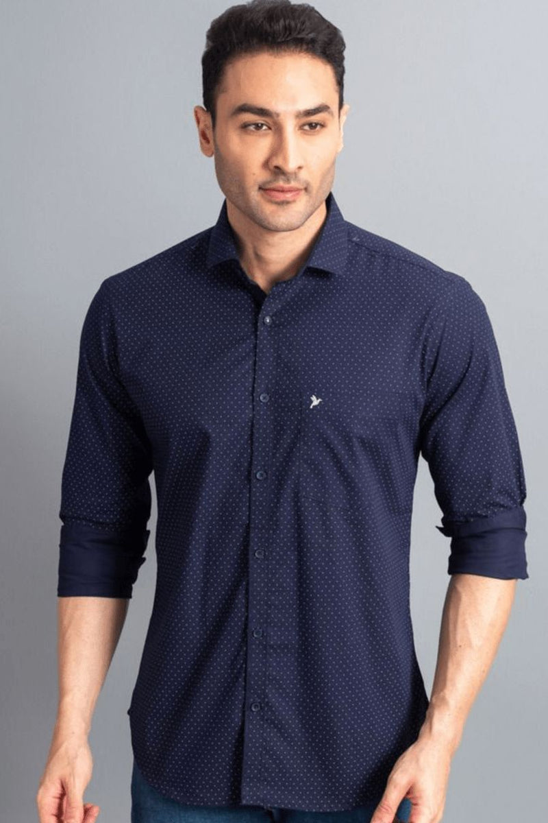 Navy Dotted Print-Full-Stain Proof