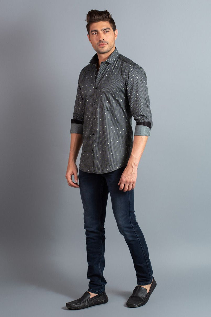 Green on Black Dotted Print-Full-Stain Proof