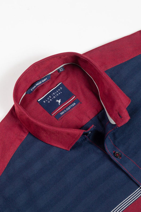Maroon Red Cross Panel Stripes -Full-Stain Proof