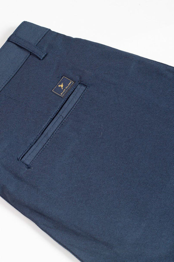 Navy Blue Dotted - 2 way stretch - COTTON PANT
