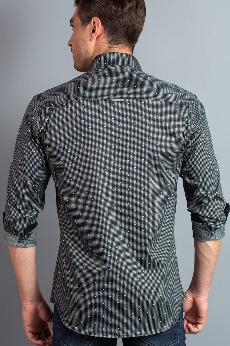 Green on Black Dotted Print-Full-Stain Proof