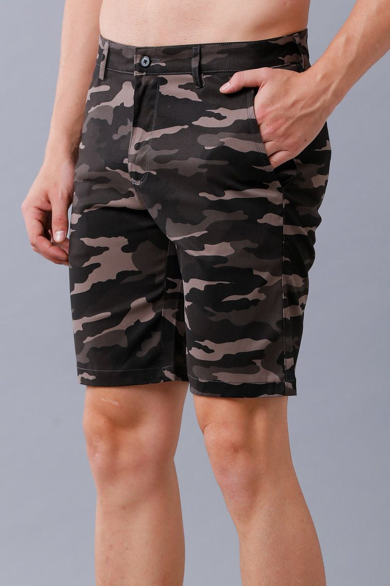 SHORTS - Black and Grey Camouflage