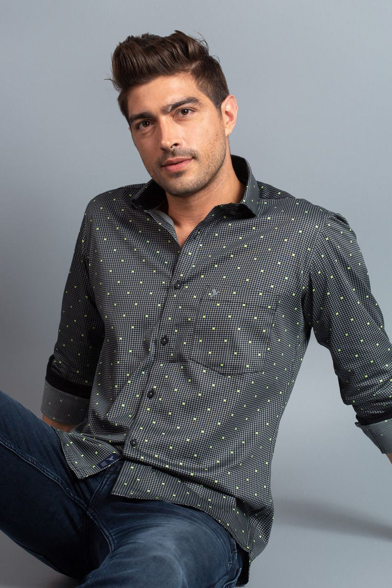 Green on Black Dotted Print-Full-Stain Proof