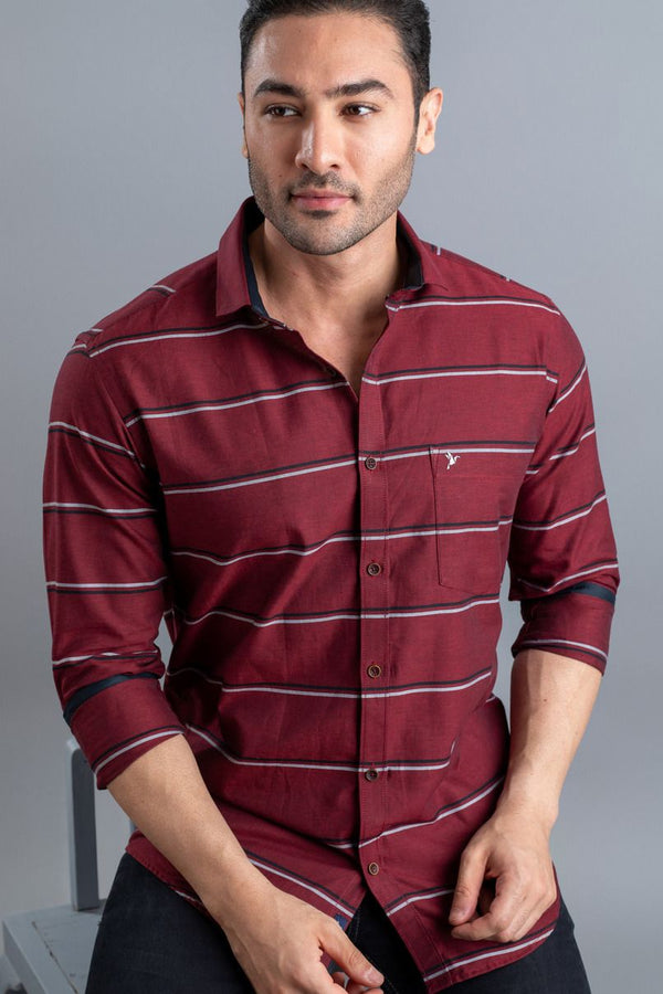 Maroon Red Horizontal Stripes - Full-Stain Proof
