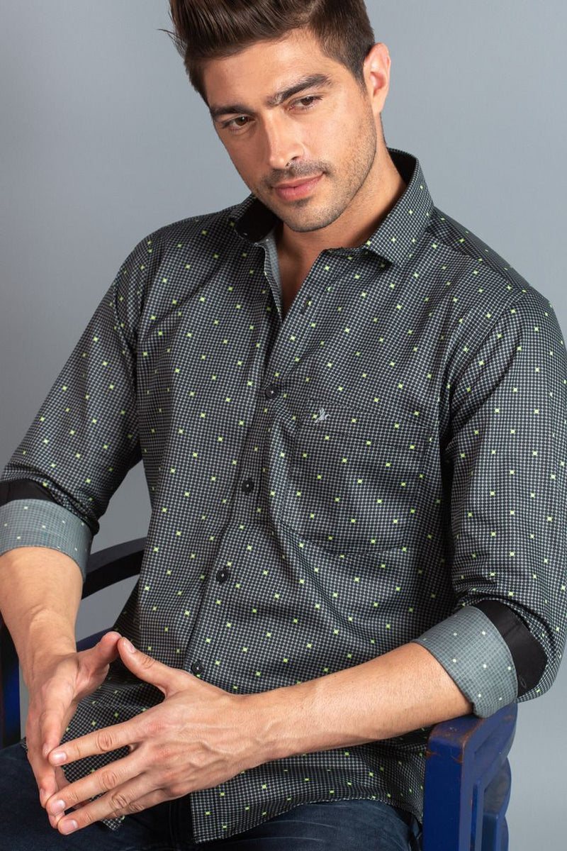 Green on Black Dotted Print-Full-Stain Proof