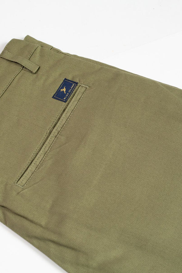 Olive Green Structured - 2 way stretch - COTTON PANT