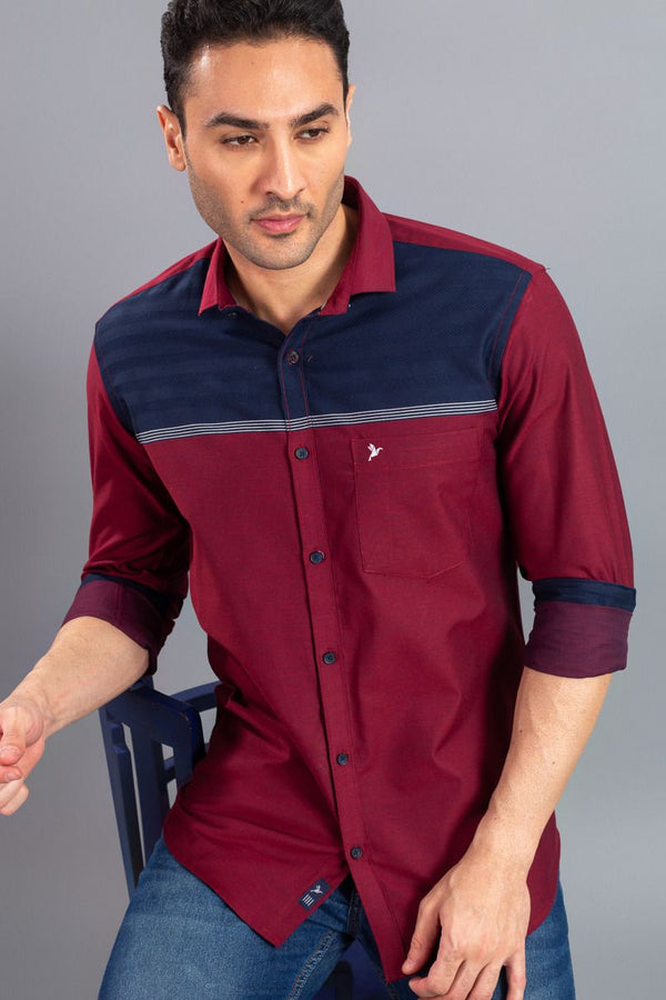 Maroon Red Cross Panel Stripes -Full-Stain Proof