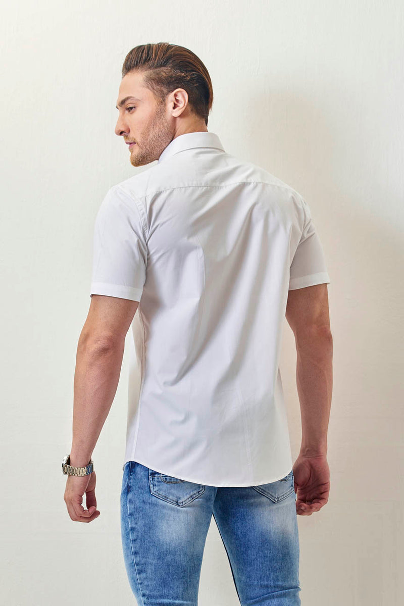 Pure White Solid - Half Sleeve - Stain Proof